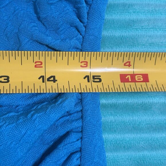 Bisou Bisou Michele Bohbot Sleeveless Dress Sz 14 Turquoise Bodycon Ruched Party - Picture 6 of 7